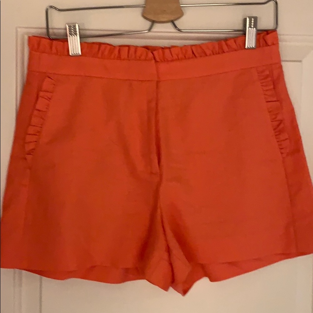 JCrew linen shorts with ruffles